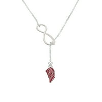 Delight nakit Silvertone Srednja prozirna crvena anđela krila srebrna ton Elegantna Infinity Lariat ogrlica