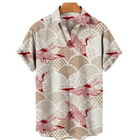 Košulje za muškarce Ležerne prilike za muške labave remenu Print kratki rukav s majicom luka cvjetna košulja Sand plaži Ljetna Top Hawaiian majica za muškarce