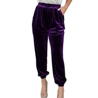 Wotryit ženske hlače dame jesen i zimski stil čipkaste džepne duge boje u boji, casual elastične gamaše