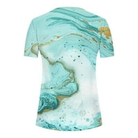 Cacommmark PI Ženski vrhovi plus veličine Košulje za čišćenje Ljeto V-izrez Ispiši labavu bluzu s kratkim rukavima