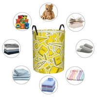 Košarica za pranje rublja, geometrijski žuti pozadinski uzorak Sklopivo rublje za rublje s ručkama vodootporna, mala