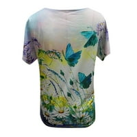 Growesty Womens Bluze i vrhovi klirence modna žena kauzalna bluza za ispis V-izrez kratki rukav majica ljetnih vrhova