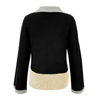 Wotryit Womens patipper V izrez dugih rukava pulover Dukseri Boja podudaranje labavih toplim pletenim vrhovima ženskih džempera