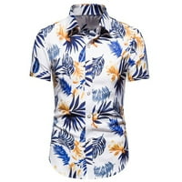 CLlios muške plaže tropsko print Aloha košulja Ljeto dugme Redovna fit bluza kratki rukav Havajska majica