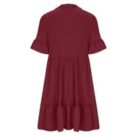 Aurouralne haljine s dugim rukavima za žene Ženska ljetna haljina V-izrez kratki rukav gumb čipka labave