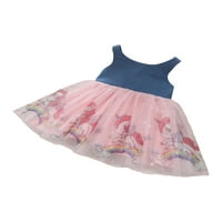 Jedno otvaranje dječjih djevojaka Ljeto Tutu mrežaste haljine Ležerne crtane životinje Print haljina