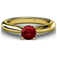 Ruby Solitaire Ring 0. CT u 14K žutom zlatu .Size 5.5
