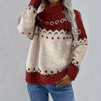 Dukseri za žene turtleneck dugih rukava jakard gusta džemper
