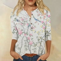 Ženske vrhove Dužine rukava Crewneck Cute majice Ležerne prilike Trendy Bluuses Tri guarter Dužina majica