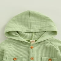 FIOMVA TODDLER Baby Romper vafle tkanine Dugi rukavi Dugi rukavi s kapuljačom GREENE GREEN 6- mjeseci