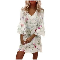Ženska majica Swing haljina plus veličina Summer rukava V izrez cvjetni tiskani mini kratki haljini