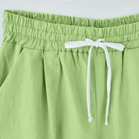 Plus size Ljetne hlače Žene Žene Ljeto Čvrsto peto bodova Velike veličine pamučne hlače Ležerne hlače plivaju kratke hlače za žene visoki struk, zelena, m