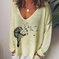 Ženska modna ležerna print V-izrez Loose dugih rukava TOP bluza pulover hot6sl487095