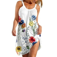 Sksloeg Ženska haljina za plažu Ljeto bez rukava sa pukotinama bez rukava, haljina za majicu Ležerne
