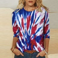 HFYIHGF američka zastava majica za žene rukave Stars Striped Print Tunika 4. jula Thirt Ležerne prilike