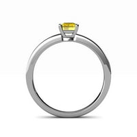 Žuti safir 7x smaragdni rez za pomicanje zanimanje za angažovanje prstena 0. Carat u 14k bijelo zlato .Size 5.5