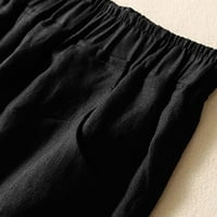 Olinvenn Ljetne hlače za žene odjeće za plažu Ležerne prilike ljetni elastični posteljina u obliku šarga za kratke hlače Hlače na pola kratke hlače trendy Worky Worky Work 6