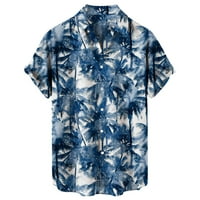 Ležerni muški labavi rever Ispis kratkih rukava dugmeta u obliku luka cvjetna košulja pješčane plaže Havajiiji Ljeto Top Dugme Down bluza Labava majica