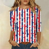 Košulje za žene 4. srpnja Grafičke dame plus veličine vrhova posada vrata plus poslovne košulje ugrađene američke američke zastave tiskane tankog bluze