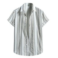 Muška košulja kratki rukav pamuk posteljina traka printbutton majica bluza vrh