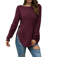 DTIDTPE ženski dugi rukav s dugim rukavima od kap na ramenu za prevelikoj džemper s pulover s prorezom