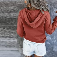 Zipper dukserirt Žene Žene s kapuljačom s kapuljačom pulover s dugim rukavima Ležerne prilike pulover narančasta L