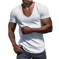 Košulje za muškarce Prozračivih pletenih kratkih rukava tanka modna ljetna V izrez majica kratkih rukava bluza crna m