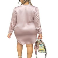 Ženske kratke mini haljine reverske košulje haljine Gledajte jednoj zabavi ružičastu m