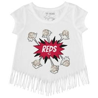 Djevojke Mladića Tiny Turpap Bijeli Cincinnati Reds Baseball Pow Fringe Majica