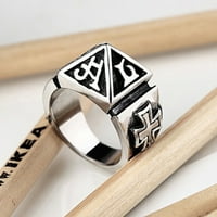 Yebay Punk Titanium čelični prsten za prsten Men Nakit Xmas poklon zabava koktel modni antikni srebrni