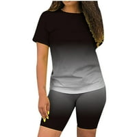 Dvodijelni ženski modni tinejdžeri O-izrez TOP + kratke hlače Podesite majicu plus veličina casual baged set