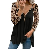 Ženska ležerna Leopard Print dugih rukava s dugim rukavima V-izrez The Majice The Trendy Fall odjeća košulja bluza Duks