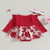 Calsunbaby Newbornical Girl Fall Outfit, Flower s dugih rukava Ispiši A-line za rubnu haljinu s poklopcem