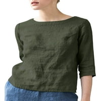 Sanviglor Women T majica Crew Crt Majica Solid Color Tee Fashion Pulover LoungeWer Tunic Bluza Khaki