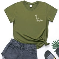 Ruimatai Ženski vrhovi čišćenja Ljeto Žene Nove slatke dinosaur grafičke majice Teen Girls Funny Tees