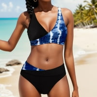 Žensko ljeto svježe print dva kupa kupanja bikini set suncokret plus veličine kupaćih odijela za žene