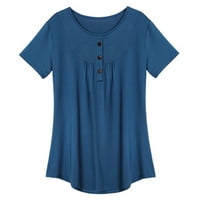 Ljetne košulje za žene s kratkim rukavima labava bluza Top Blue XXXXXL