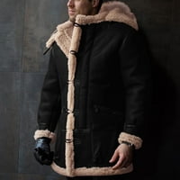 Plus veličina muške zimske šerpe obložene kapute jakne Vintage motocikl FAU kožni gumb s dugim rukavima