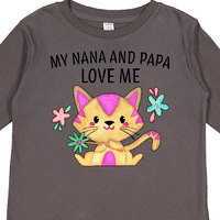 Inktastičnost Moja Nana i tata me vole slatkim mačićem i cvijećem poklon dječaka majica majica dugih rukava s dugim rukavima