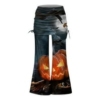 Sksloeg široke pantalone za žene za žene Ljeto Halloween Nadled širokim nogama visokim strukom nacrtajući