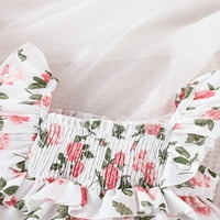 Qinghua Novorođenčad Djevojčica Ljeto odijelo Flyne rukave Kvadratni vrat Cvjetni print Tops + Bloomer