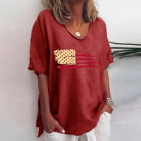 Ženski bluze Žene Ljeto Neovisnosti Dan uzorak Bluza Okrugli vrat Kratki rukav udoban majica vrhova