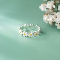 Lijepa daisy cvijeta otvorena izjava prsten zvona srebrni podesivi suncokret vjenčani zaručni prsten prsten prsten za prsten bezvremenski fini nakit. 0,55 *