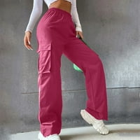 Ženski pojas manje visokog struka širokog nogu nogu ravno noge opuštene pantalone u ležernim pantalonama Žene casual pantalone vruće ružičaste s