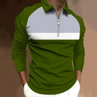 Polo majice za muškarce modni casual sportski digitalni tisak rever raglan patentni zatvarač dugih rukava, majica majica moda