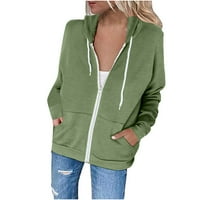 Fartey puni zip hoodie Žene Solid Color Dugim rukavima Tunic Comfy dukseri Saloni Fleece Liner za crtanje džepova Pulover odjeća
