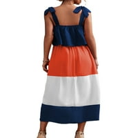 Glookwis Ljeto Strappy Arhedled Dulk Maxi haljina za žene kontrastna boja kvadratna vrata