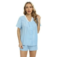 Žene dvodijelni odjevni ljetni kratki rukav vrh i kratke hlače - pidžama set za žene slatka pjs ljetna
