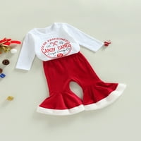 SUNISERY TODDLER Baby Girgin Božićna odjeća postavljena slovo dugih rukava Ispis Pulover + čvrsta boja