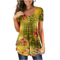 Daqian Womens Grafički trajanje Ženska majica Majica kratkih rukava Okrugli vrat T Majica Cvjetni ispis